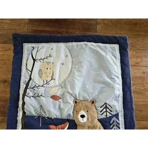 Lambs & Ivy Sierra Sky Blue/Gray Woodland Forest Nursey Baby Crib Blanket Quilt - Picture 5 of 9